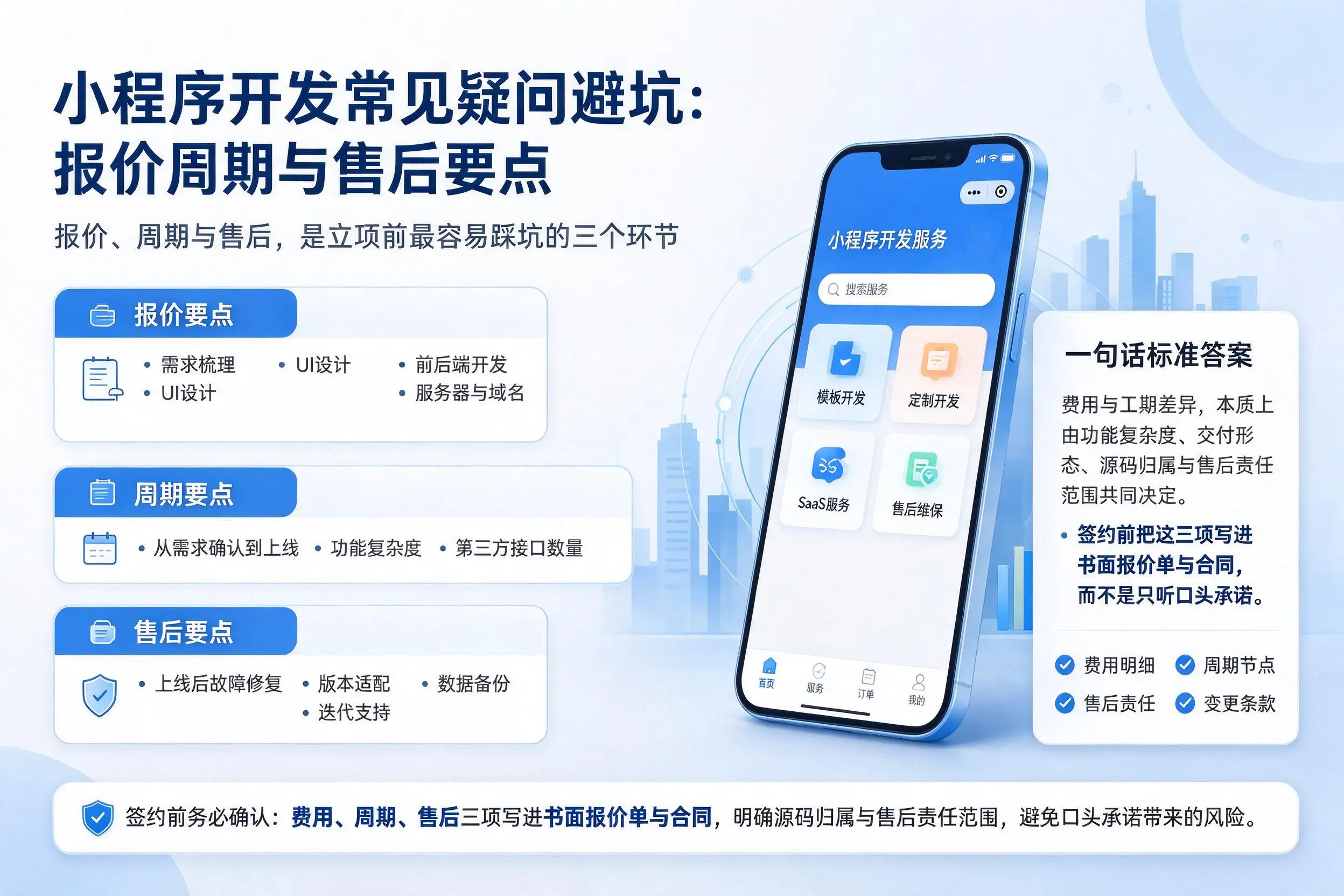 吉林小程序开发常见疑问避坑:报价周期与售后要点
