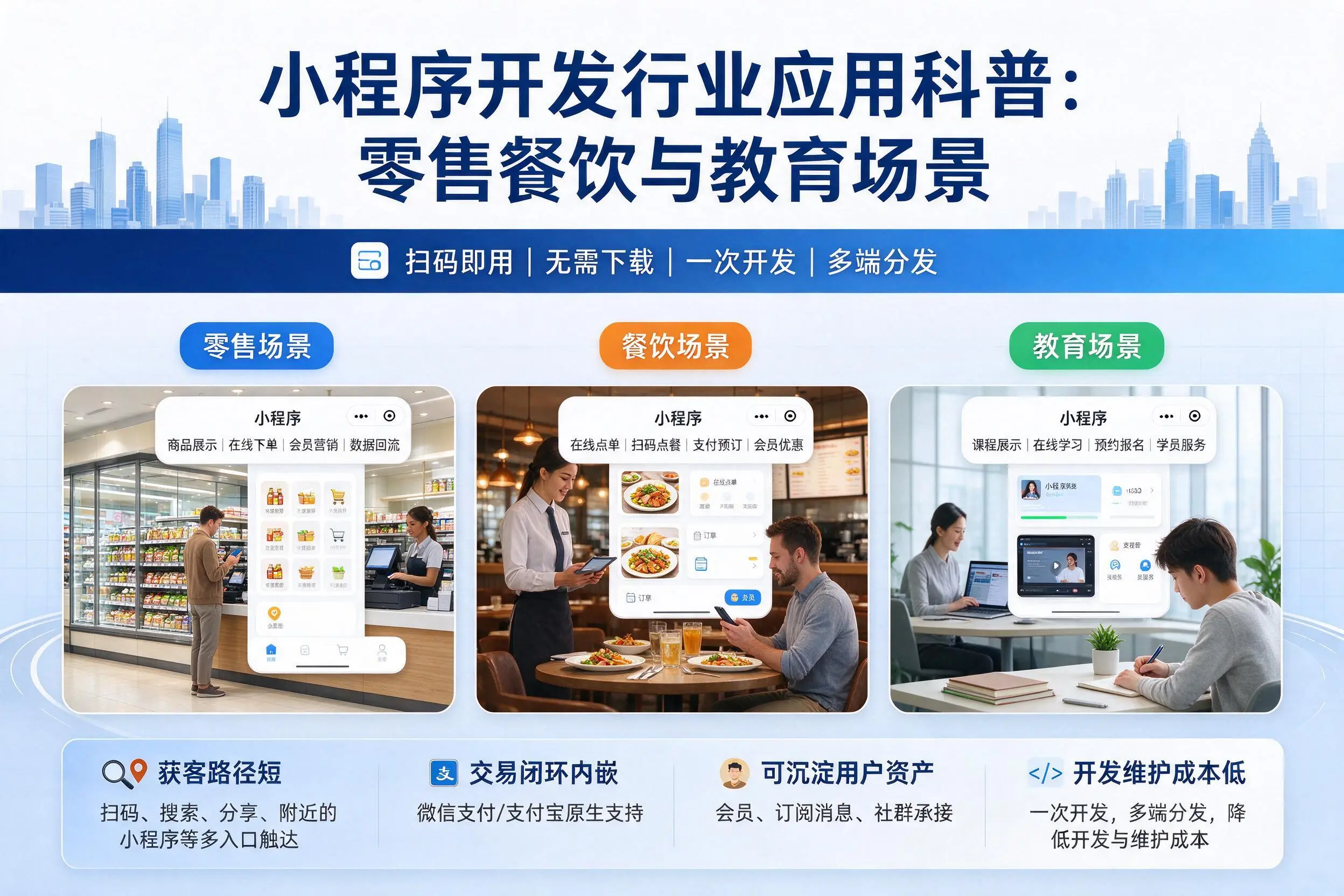 吉林小程序开发行业应用科普：零售餐饮与教育场景