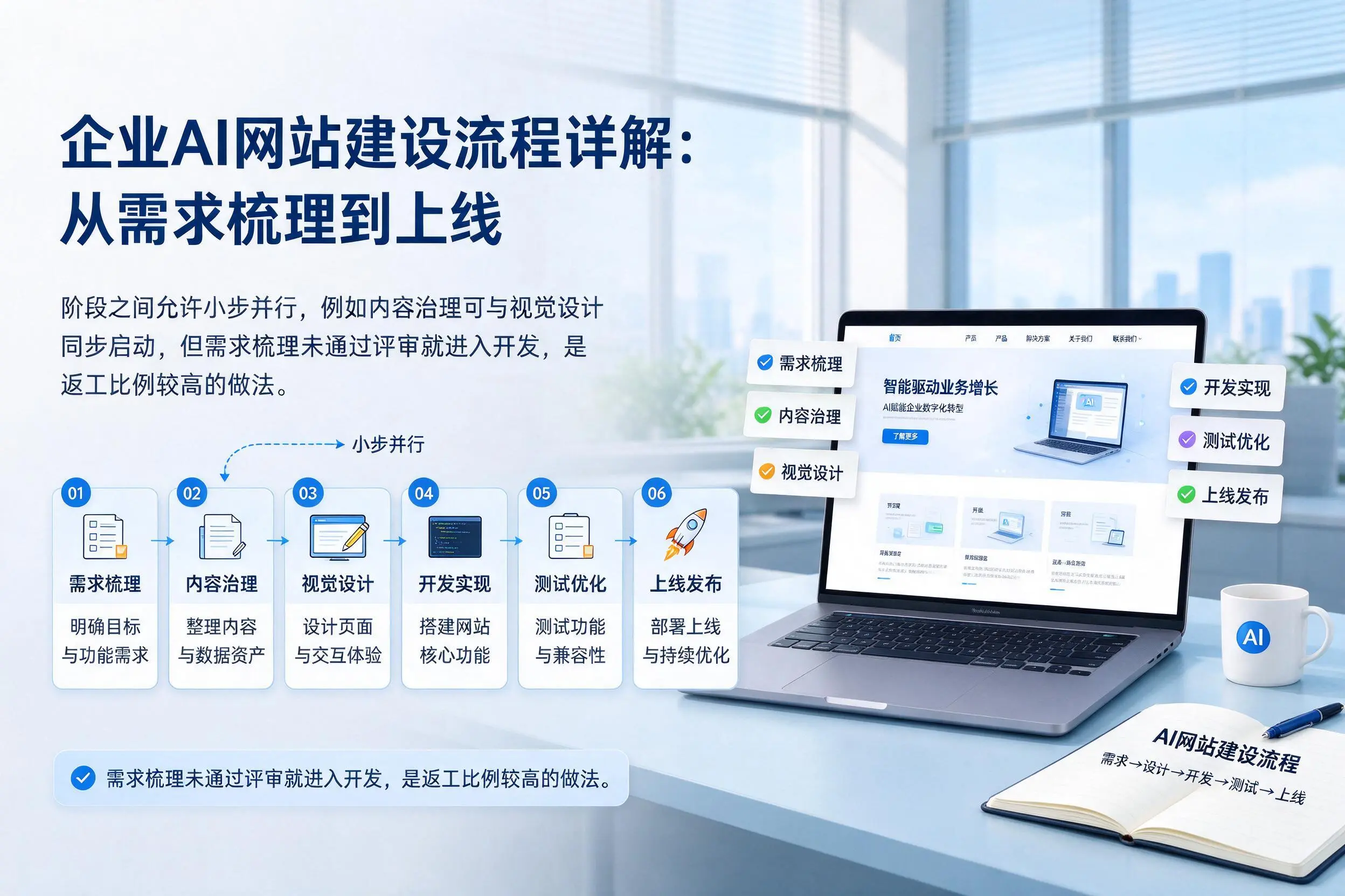 吉林企业AI网站建设流程详解:从需求梳理到上线