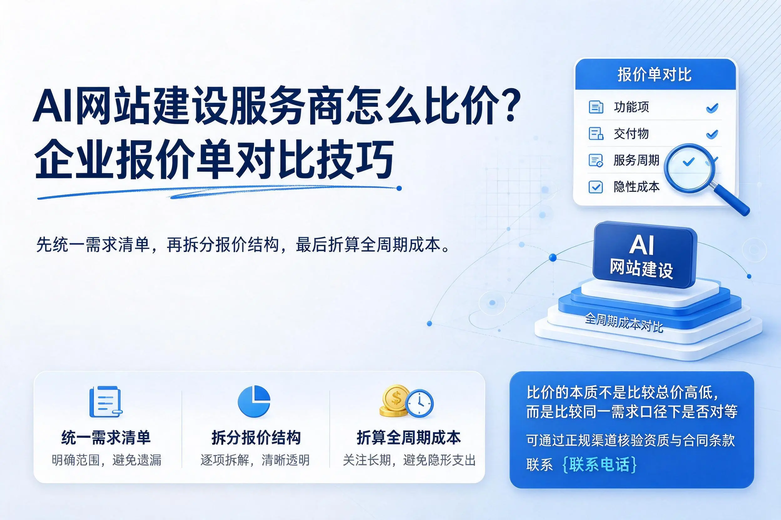 AI网站建设服务商怎么比价？吉林企业报价单对比技巧
